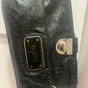 Guess Black Embossed Logo Shoulder Bag